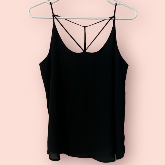 Active USA | NWT | Black Solid Flowy Open-Back Tank Top | Size Medium - Picture 3 of 15